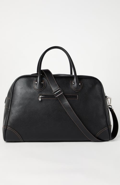 Brunello Cucinelli Grained Calfskin Weekender Bag In Black