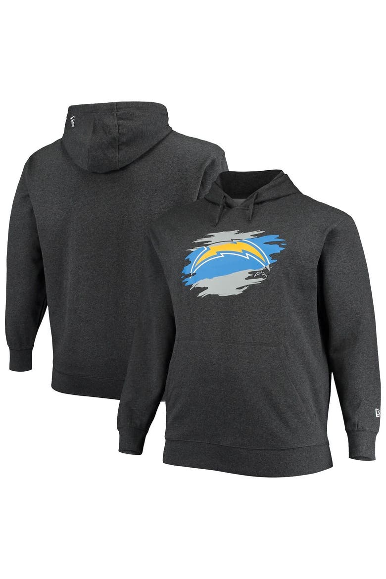Men's New Era Charcoal Los Angeles Chargers Big & Tall Primary Logo Pullover Hoodie, Main, color, Charcoal