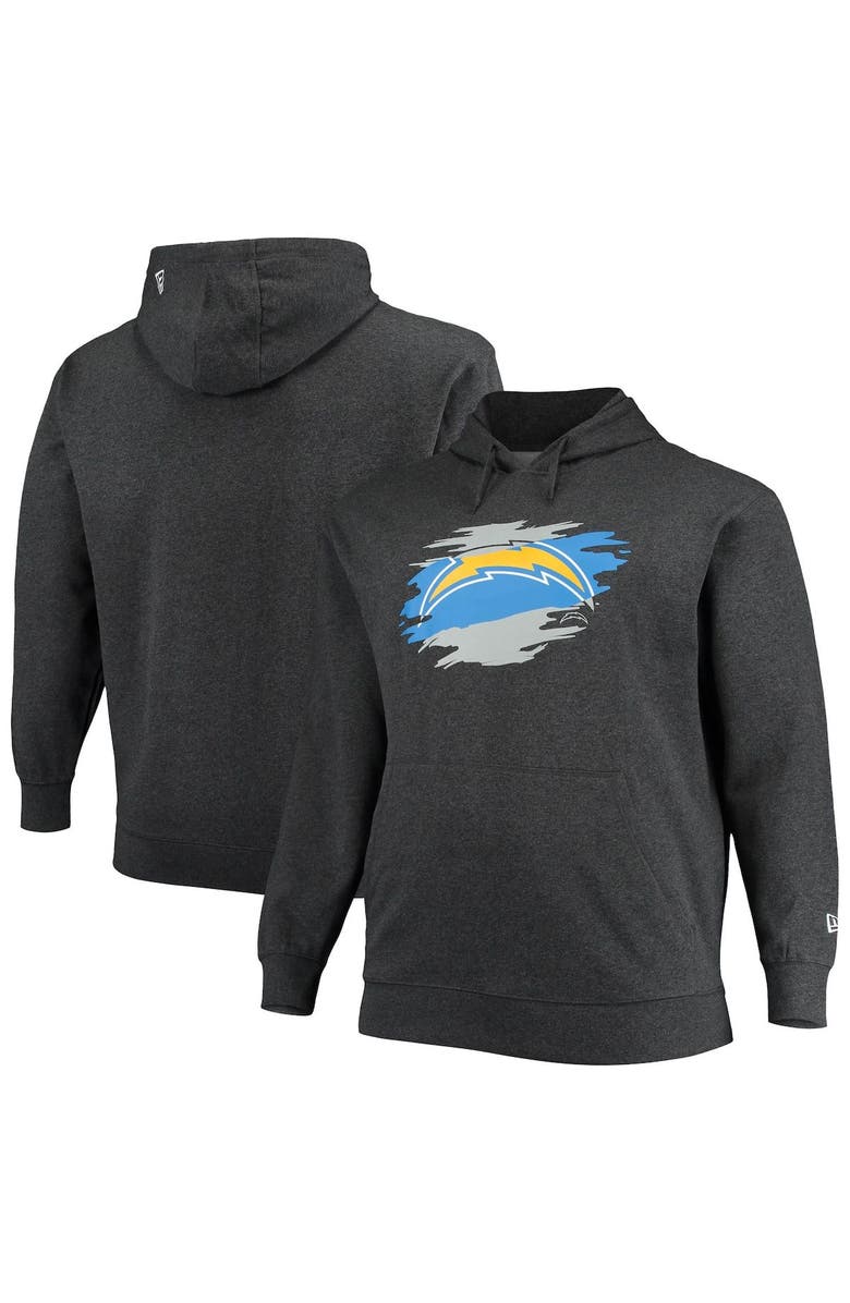 New Era Men's New Era Charcoal Los Angeles Chargers Big & Tall Primary Logo Pullover Hoodie, Main, color, Charcoal
