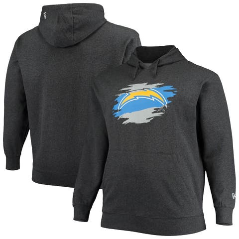Men's New Era Charcoal Los Angeles Chargers Big & Tall Primary Logo Pullover Hoodie