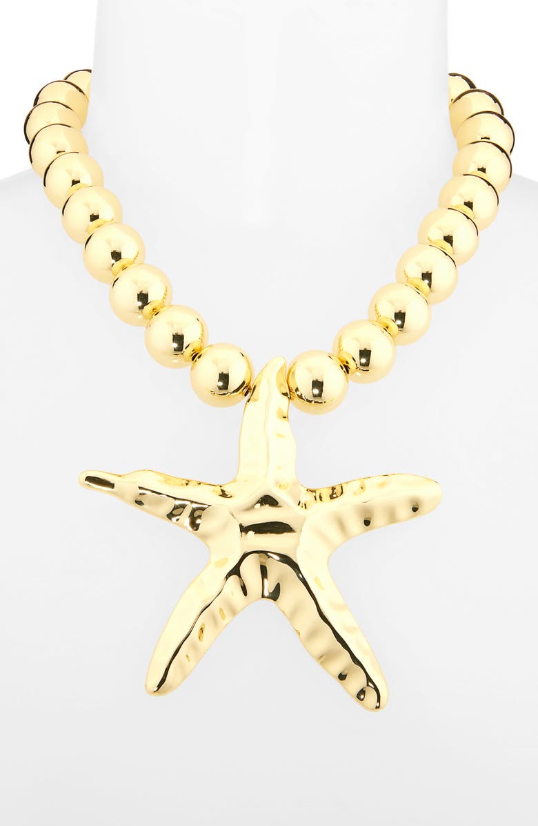Kenneth Jay Lane Starfish Pendant Necklace, Alternate, color, Gold