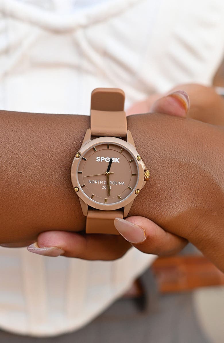 SPGBK Watches Brown Sugar Mini Silicone Strap Watch, 32mm, Alternate, color, Brown