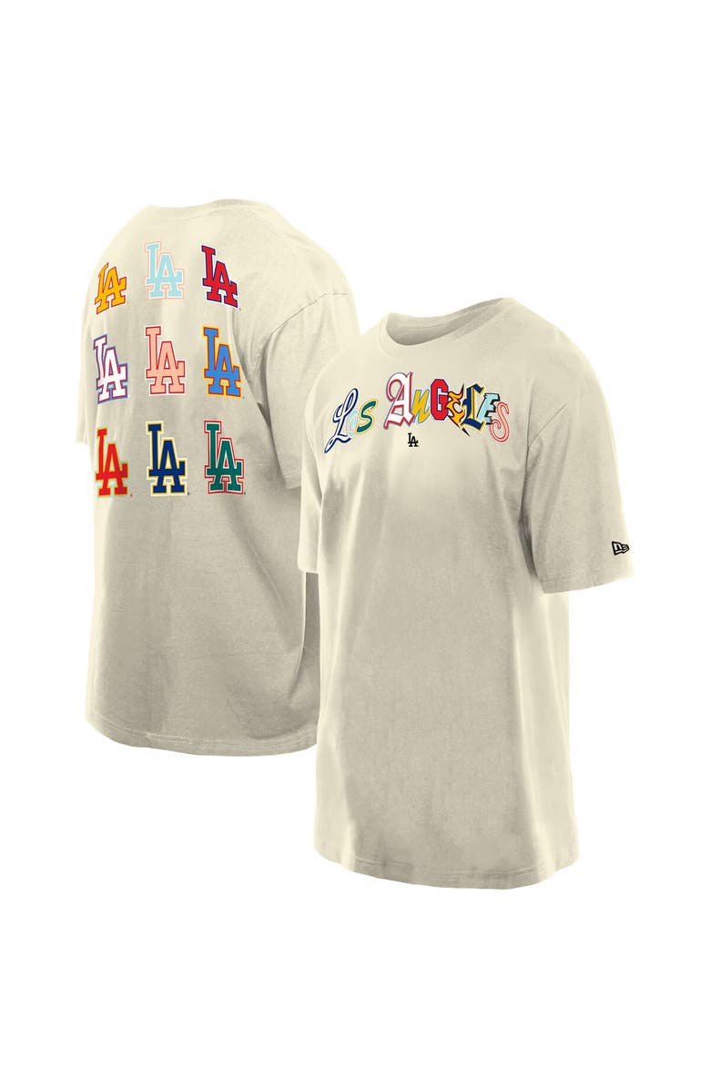 New Era Men's New Era Cream Los Angeles Dodgers Ransom Note Oversized T-Shirt, Main, color, Cream
