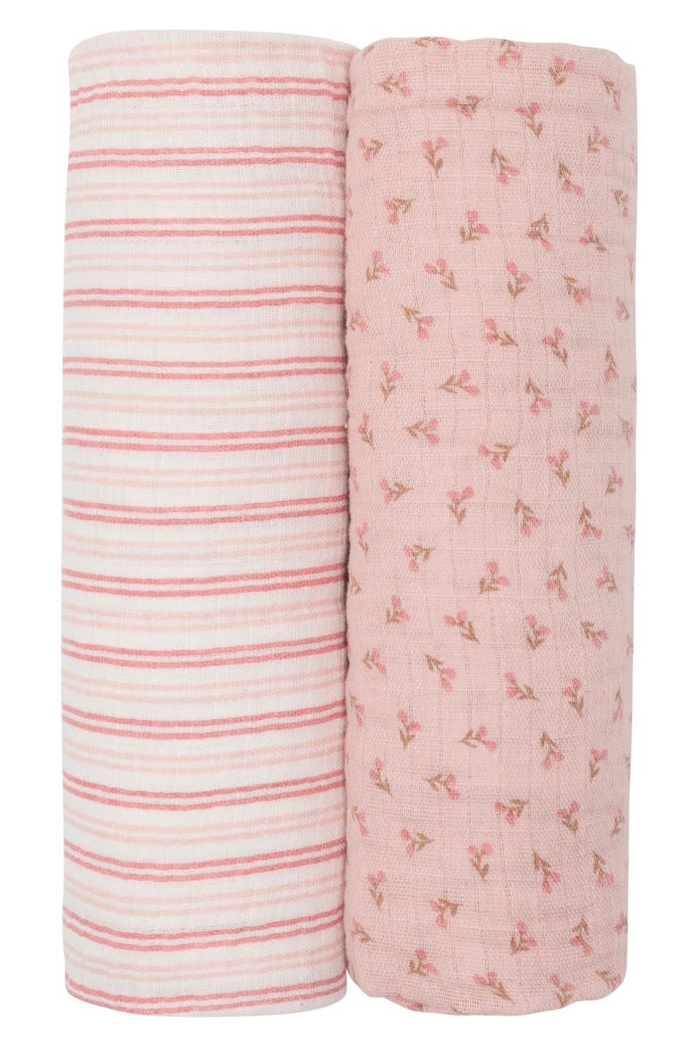 2-Pack Bella Ditsy Cotton Muslin Swaddle Blankets, Main, color, PINK MULTI