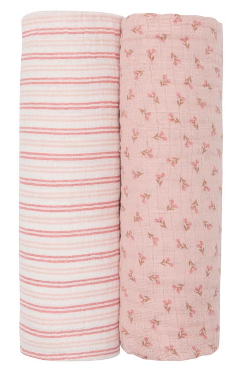 2-Pack Bella Ditsy Cotton Muslin Swaddle Blankets