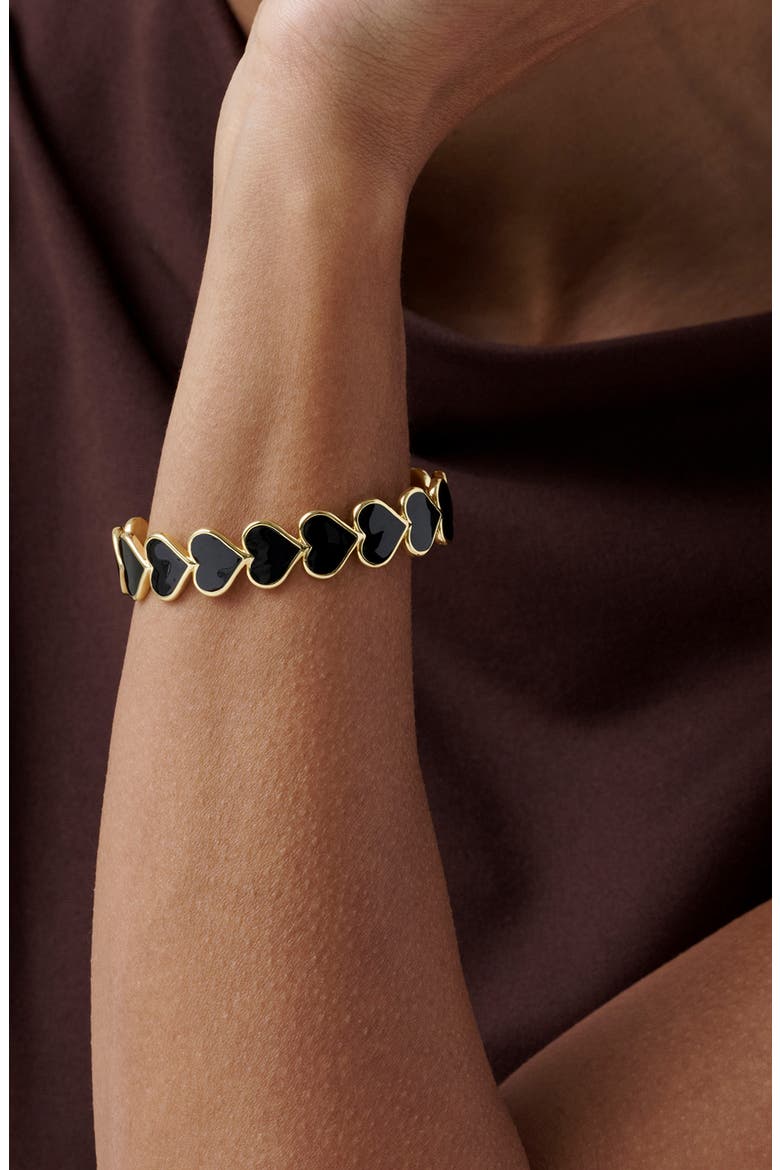Haidyn Enamel Heart Cuff, Alternate, color, GOLD TONE BLACK