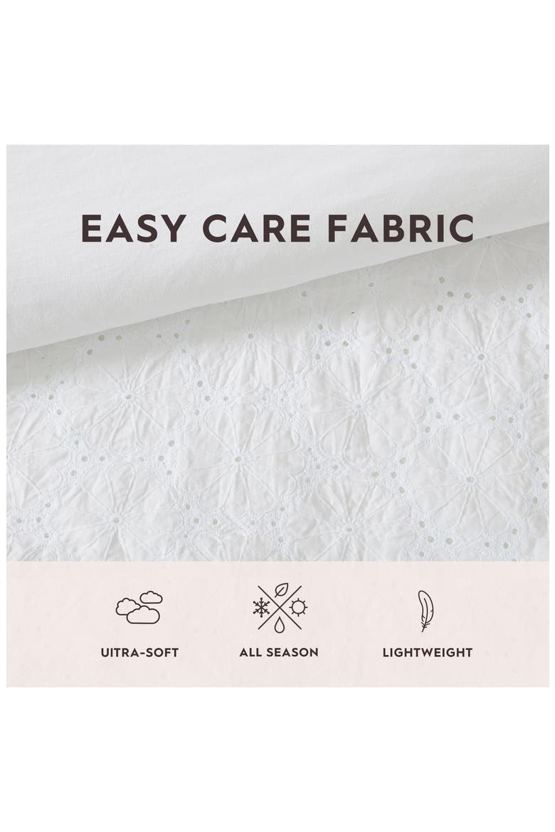 Eyelet Ruffle Microfiber Comforter & Sham 3-Piece Set, Alternate, color, WHITE