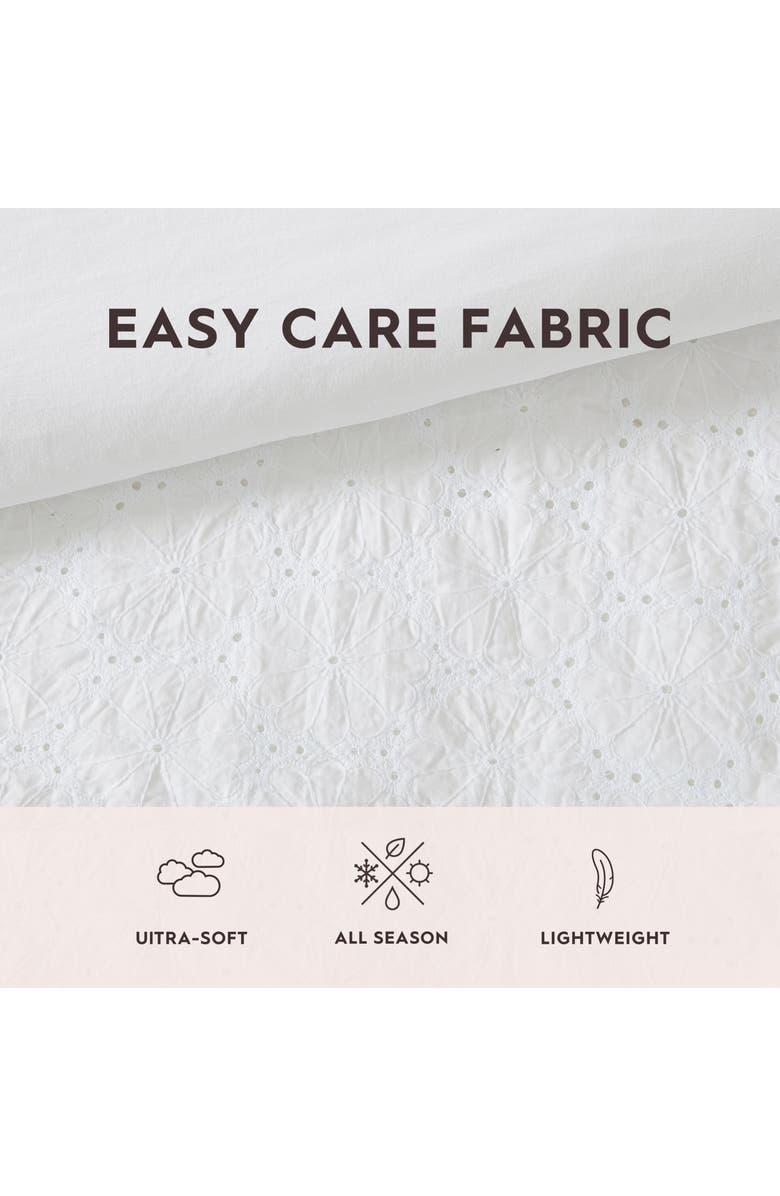 Laura Ashley Eyelet Ruffle Microfiber Comforter & Sham 3-Piece Set, Alternate, color, White