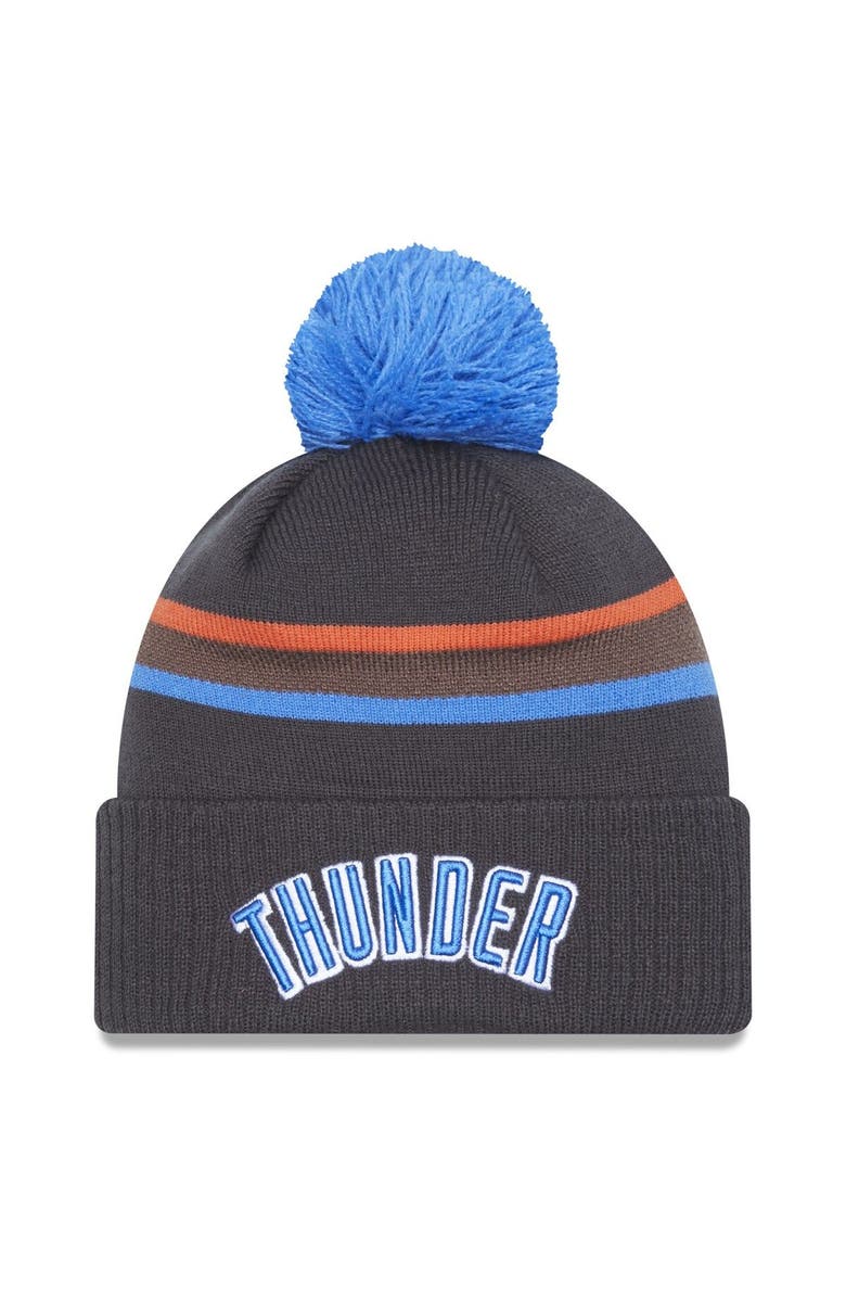 New Era Men's New Era  Gray Oklahoma City Thunder 2022/23 City Edition Official Cuffed Pom Knit Hat, Main, color, 