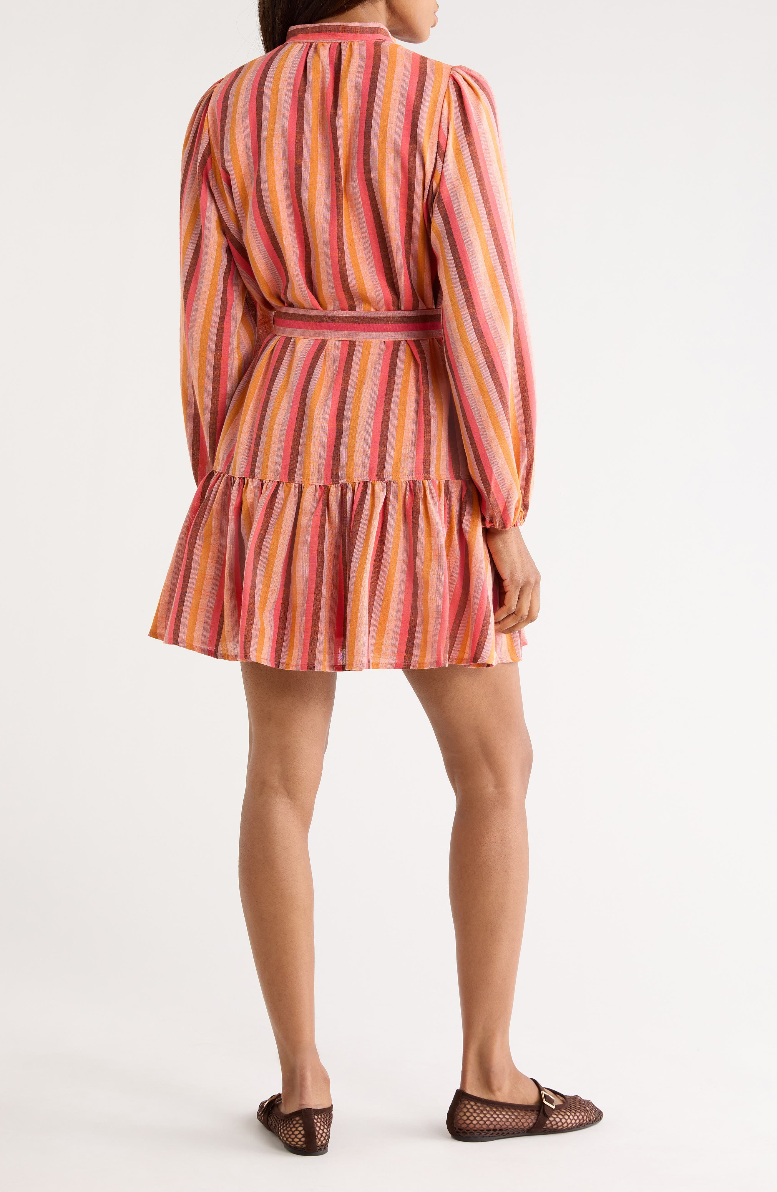 Alizze Stripe Long Sleeve Cotton & Linen Shirtdress - image 2