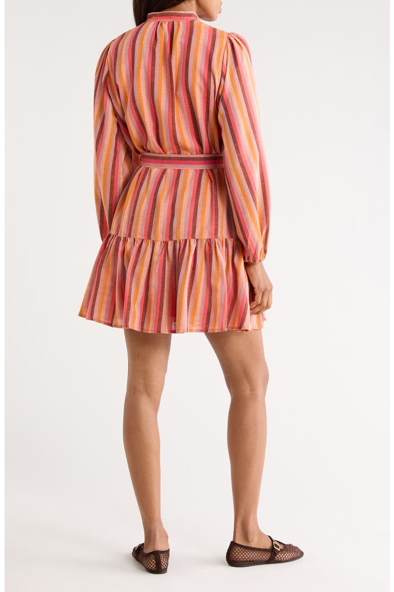 Alizze Stripe Long Sleeve Cotton & Linen Shirtdress, Alternate, color, OCHRE