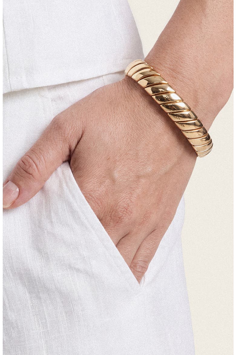 Ribbed Infinity Stretch Bracelet, Alternate, color, GOLD