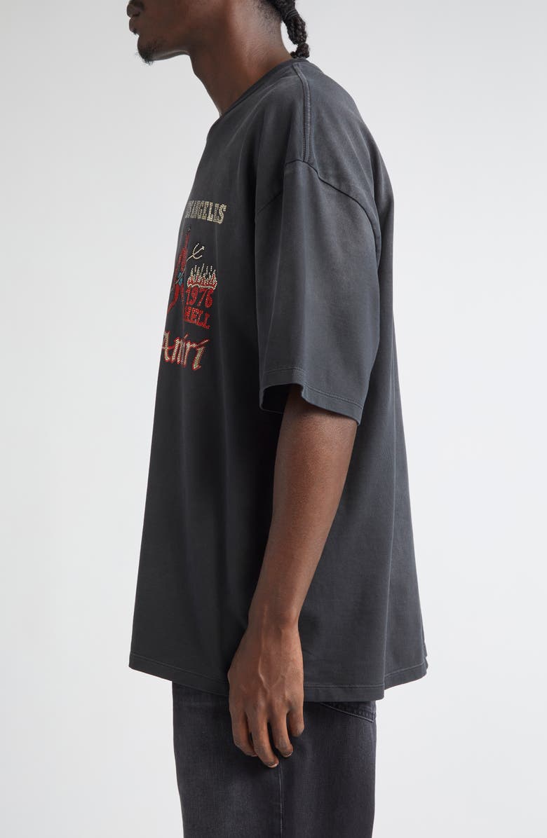 AMIRI Sinners Crystal Embellished T-Shirt, Alternate, color, Black