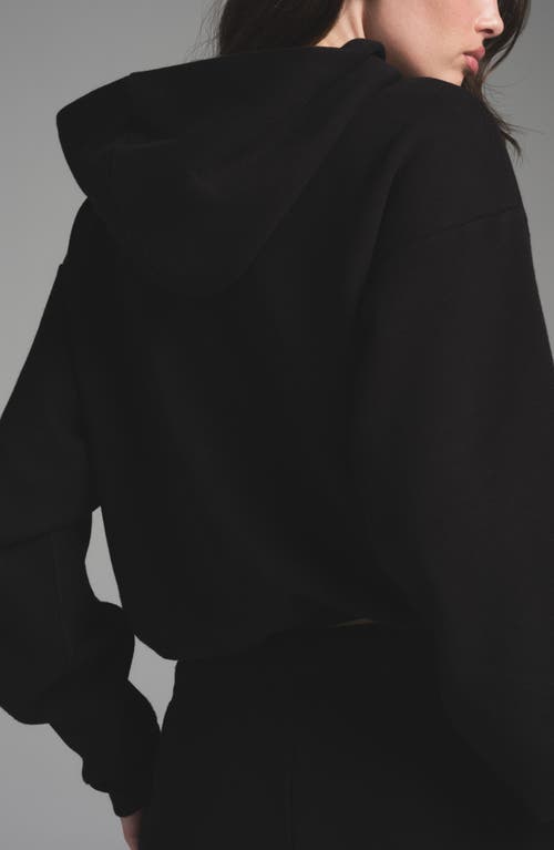Skims Cotton Fleece Full Zip Hoodie In Onyx