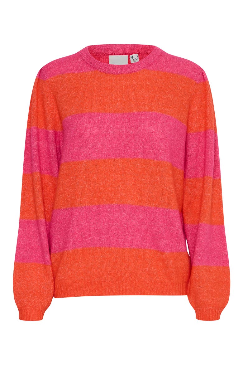 Striped Knit Sweater, Main, color, PINK YARROW