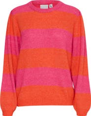 ICHI Striped Knit Sweater