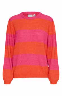ICHI Striped Knit Sweater