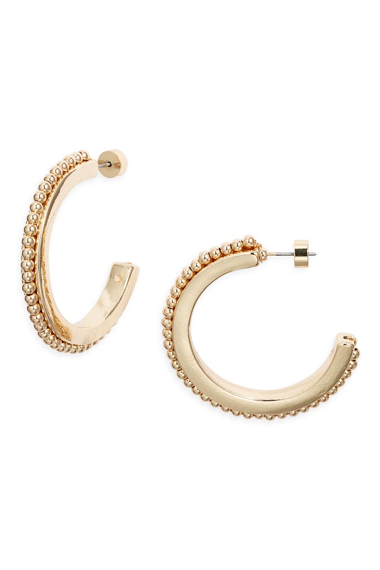 Orb Inset Hoop Earrings, Main, color, GOLD