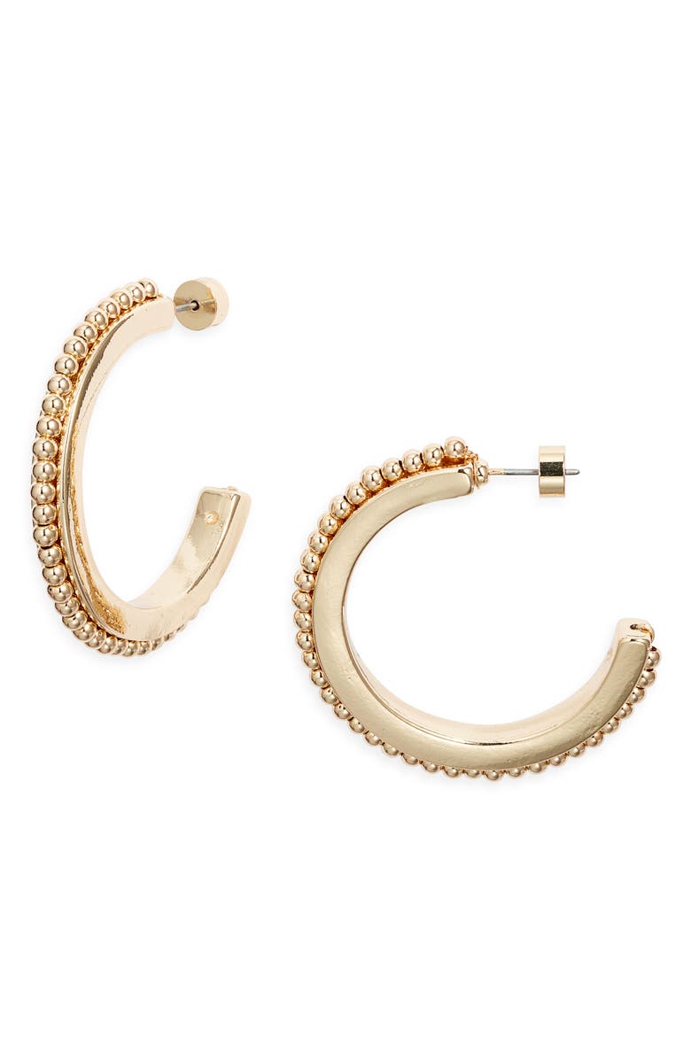 Nordstrom Orb Inset Hoop Earrings, Main, color, Gold
