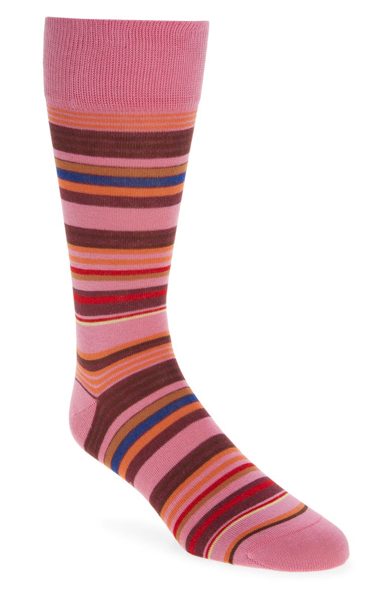 Niam Stripe Cotton Blend Dress Socks, Main, color, LIGHT/ PASTEL PINK