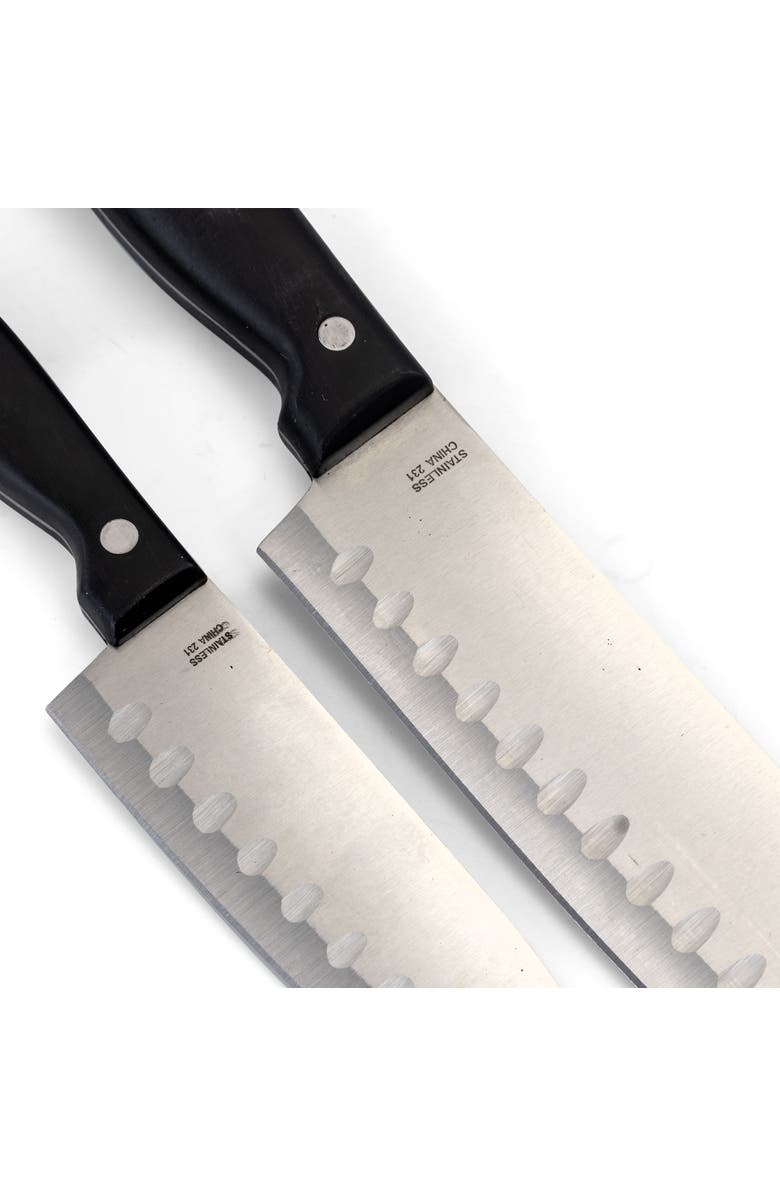 OSTER Granger 2 Piece Stainless Steel Santoku Knife Set with Black Handles, Alternate, color, Black