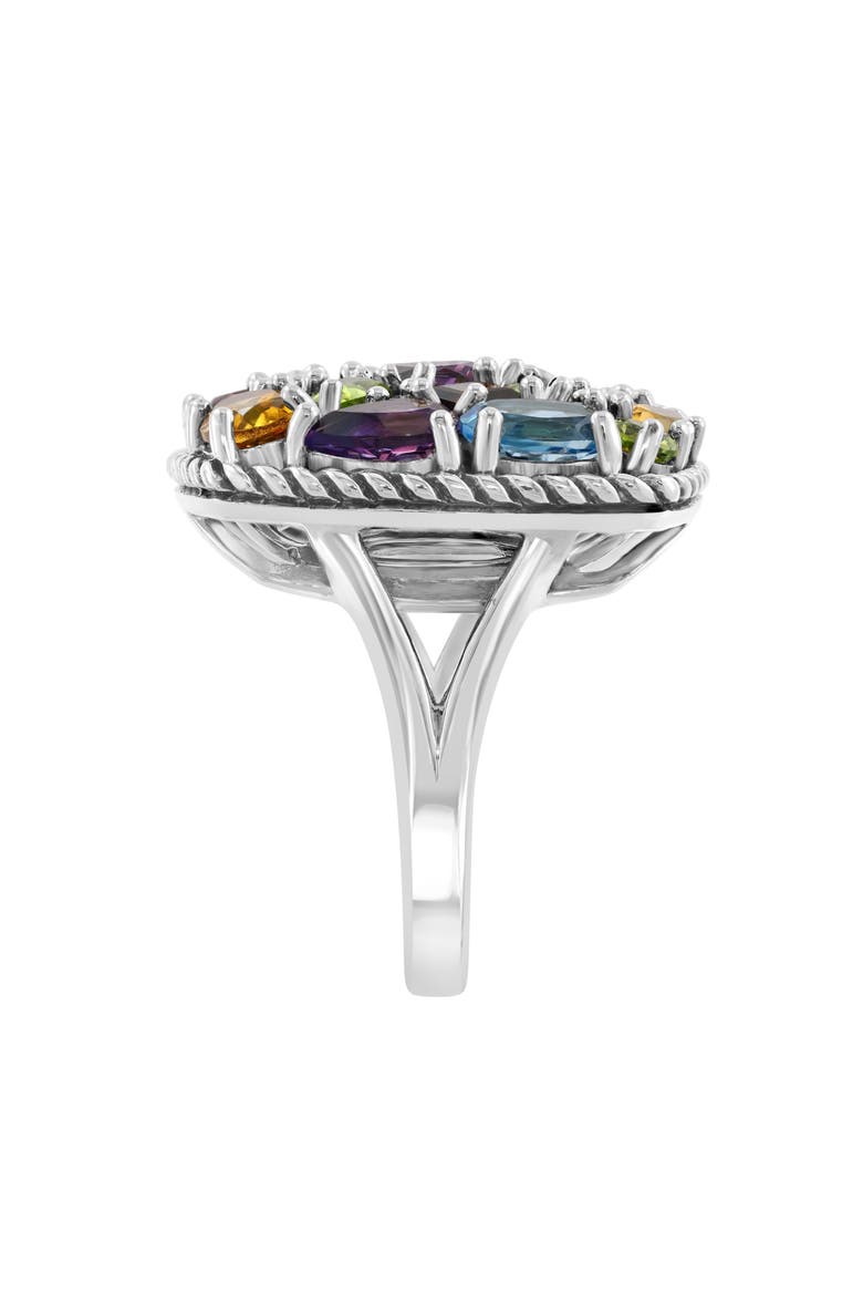 Sterling Silver Cluster Stone Square Ring, Alternate, color, SILVER MULTI