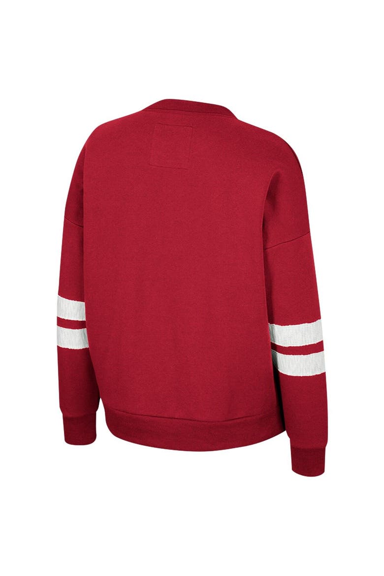 Women's Colosseum Cardinal Arkansas Razorbacks Perfect Date Notch Neck Pullover Sweatshirt, Alternate, color, Cardinal