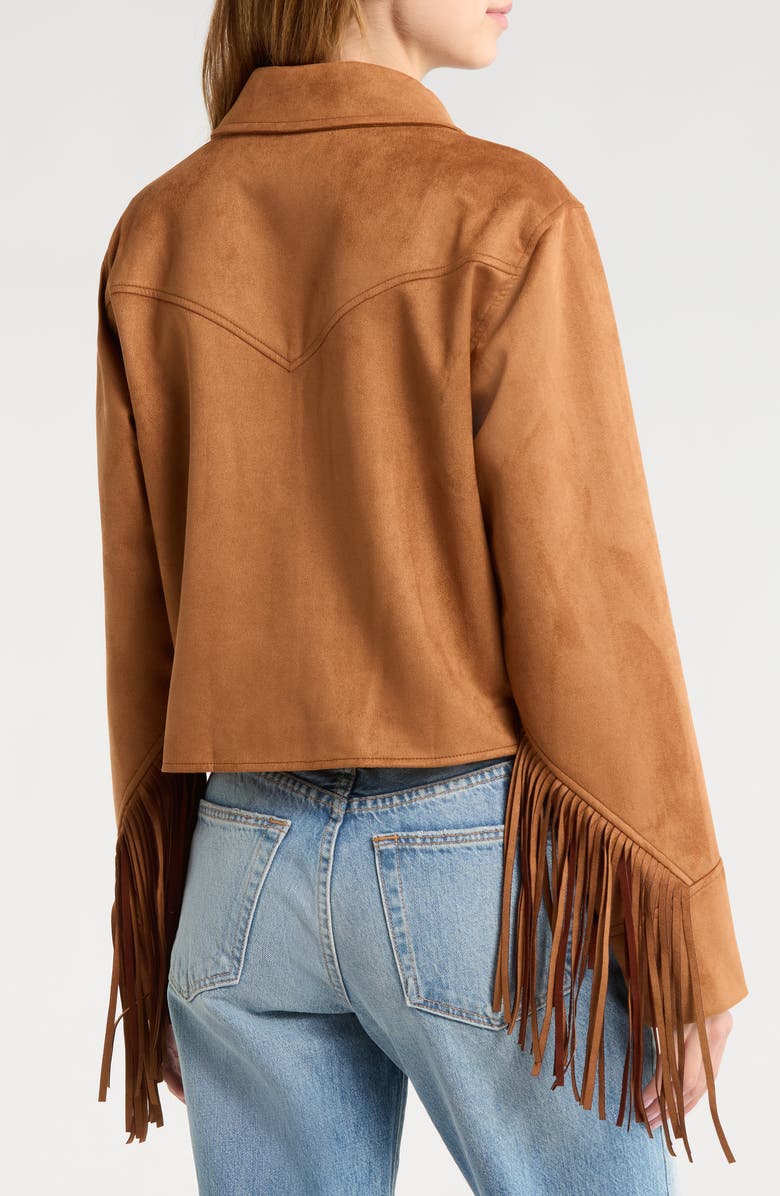 Steve Madden Cheyenne Fringe Faux Suede Jacket, Alternate, color, Chicory Coffee