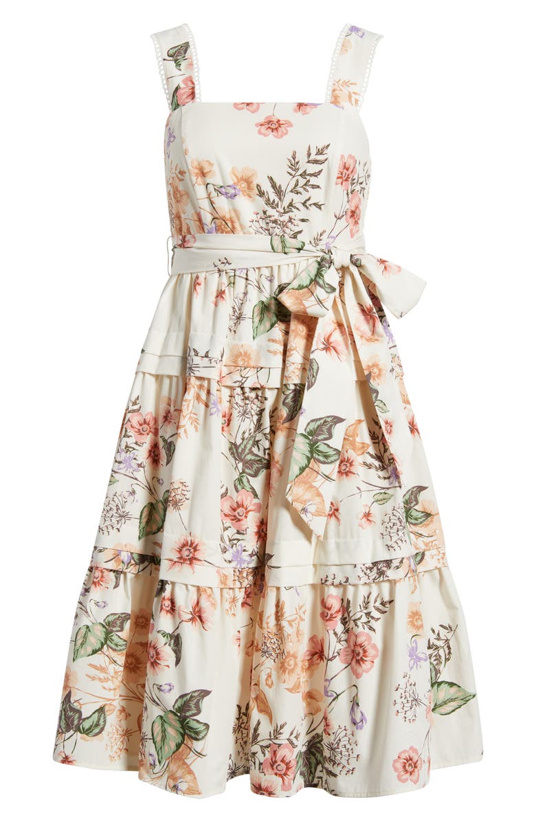 Anne Klein Sleeveless Tiered Dress, Alternate, color, White Dove Multi