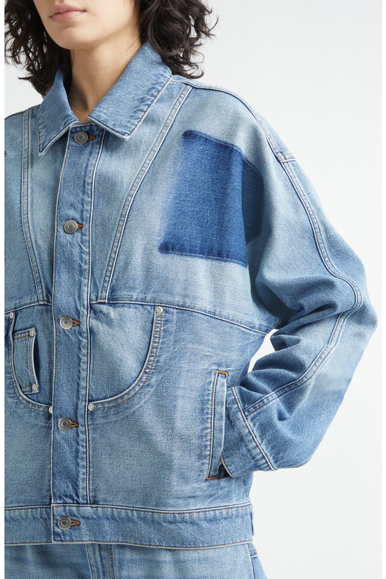 Deconstructed Denim Jacket, Alternate, color, MID BLUE