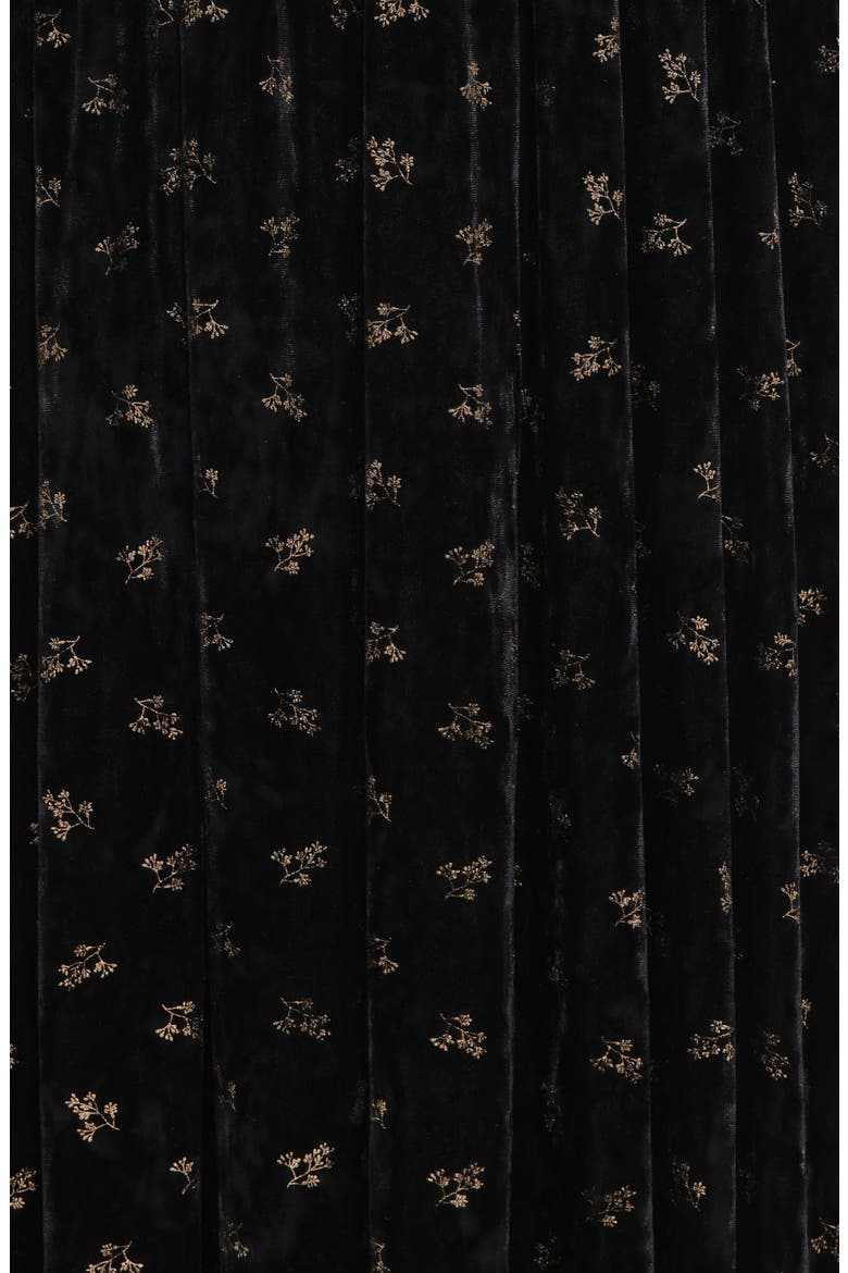 Farryn Floral Velvet Puff Sleeve Midi Dress, Alternate, color, BLACK/ GOLD VELVET