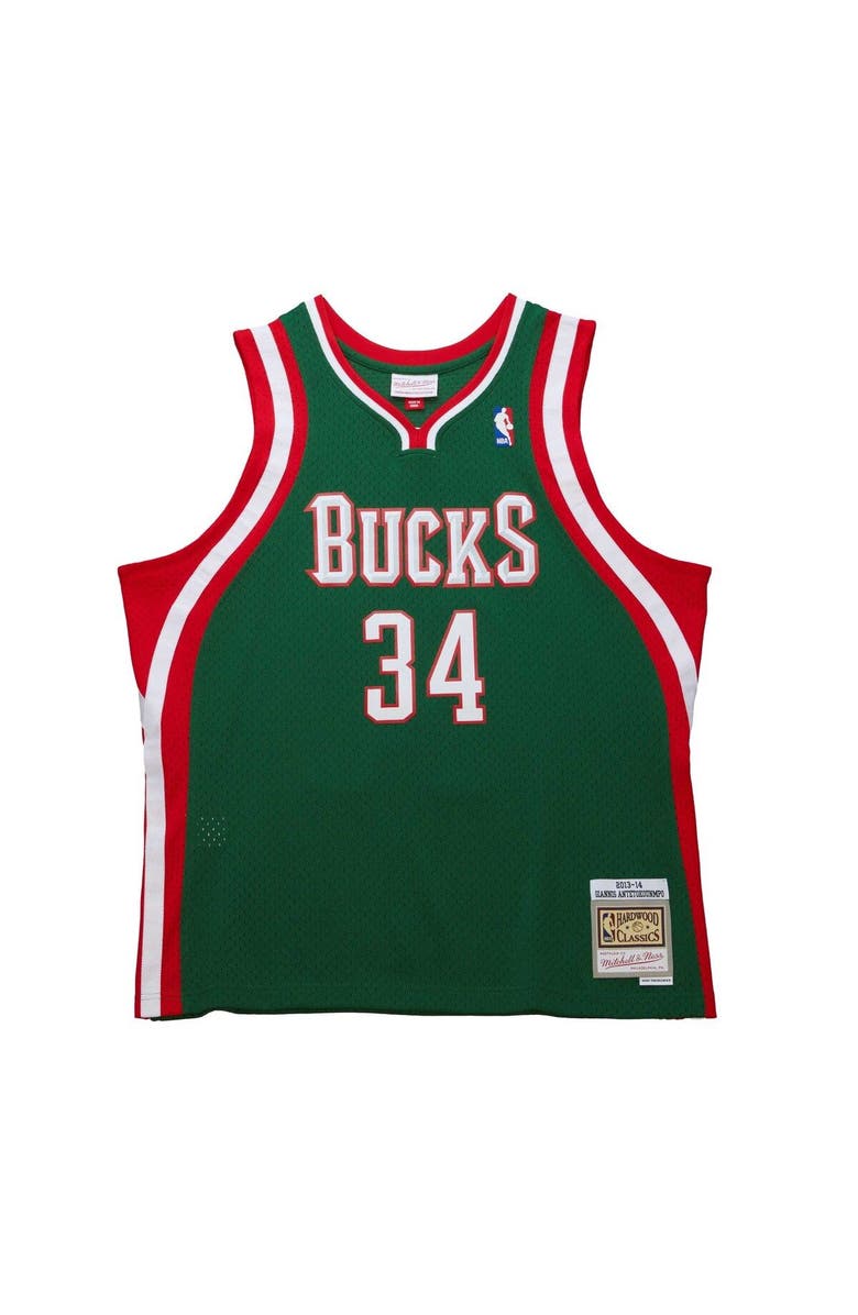 Mitchell & Ness Men's Mitchell & Ness Giannis Antetokounmpo Hunter Green Milwaukee Bucks 2013/14 Hardwood Classics Swingman Jersey, Alternate, color, Hunter Green