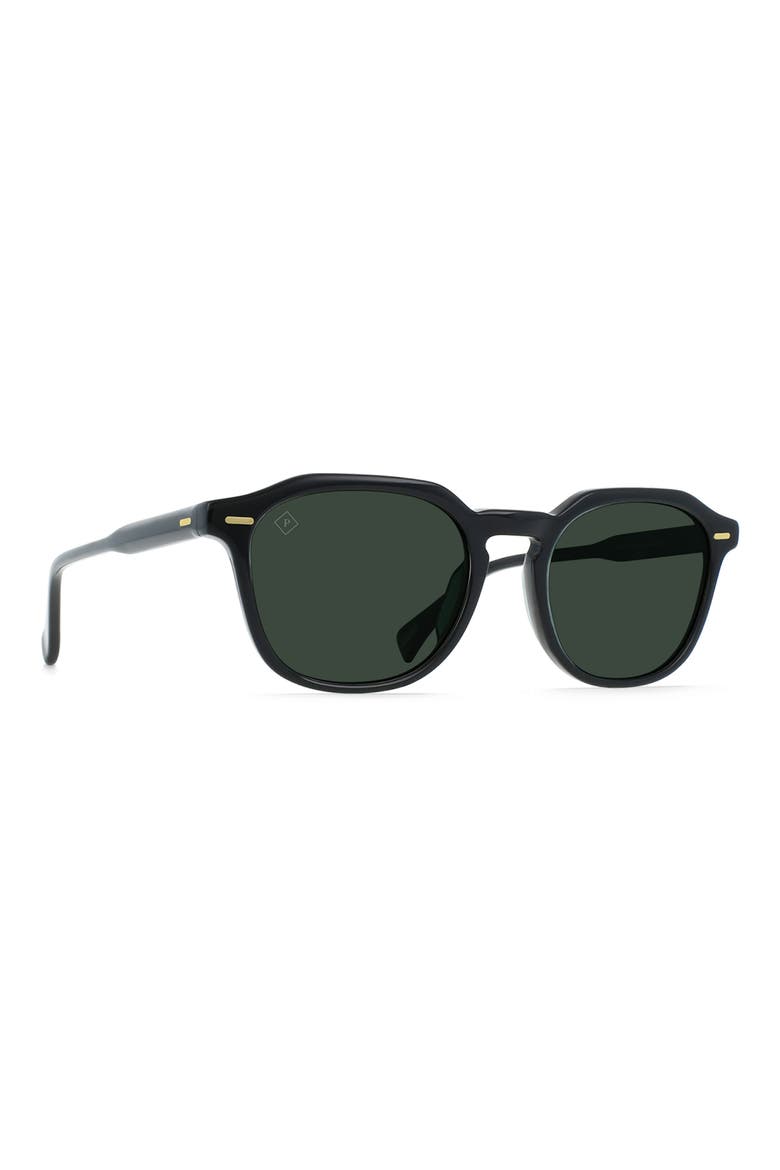 Clyve 52mm Polarized Round Sunglasses, Alternate, color, RECYCLED BLACK/ GREEN POLAR