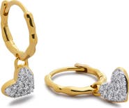 Monica Vinader Lab-Created Diamond Heart Huggie Hoop Earrings