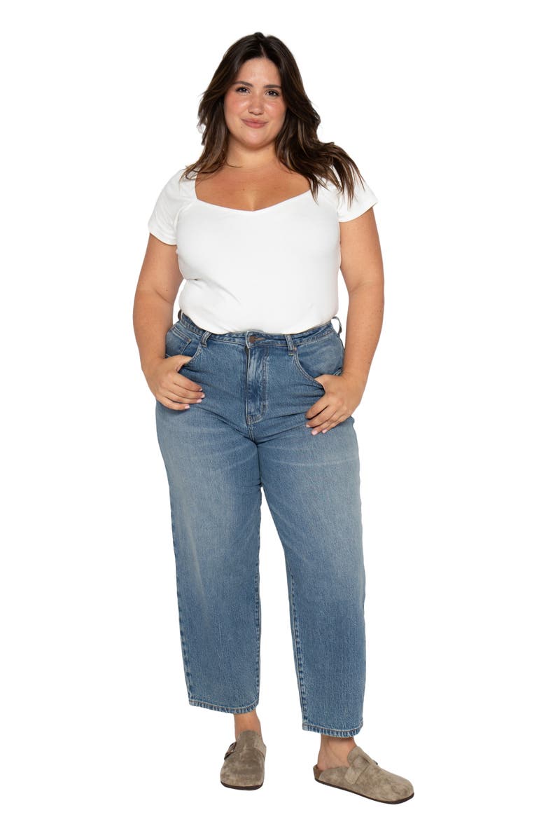 OLIVER LOGAN Harlow Barrel Leg Jeans High Rise Vintage Denim Indigo, Alternate, color, Vintage Denim Indigo