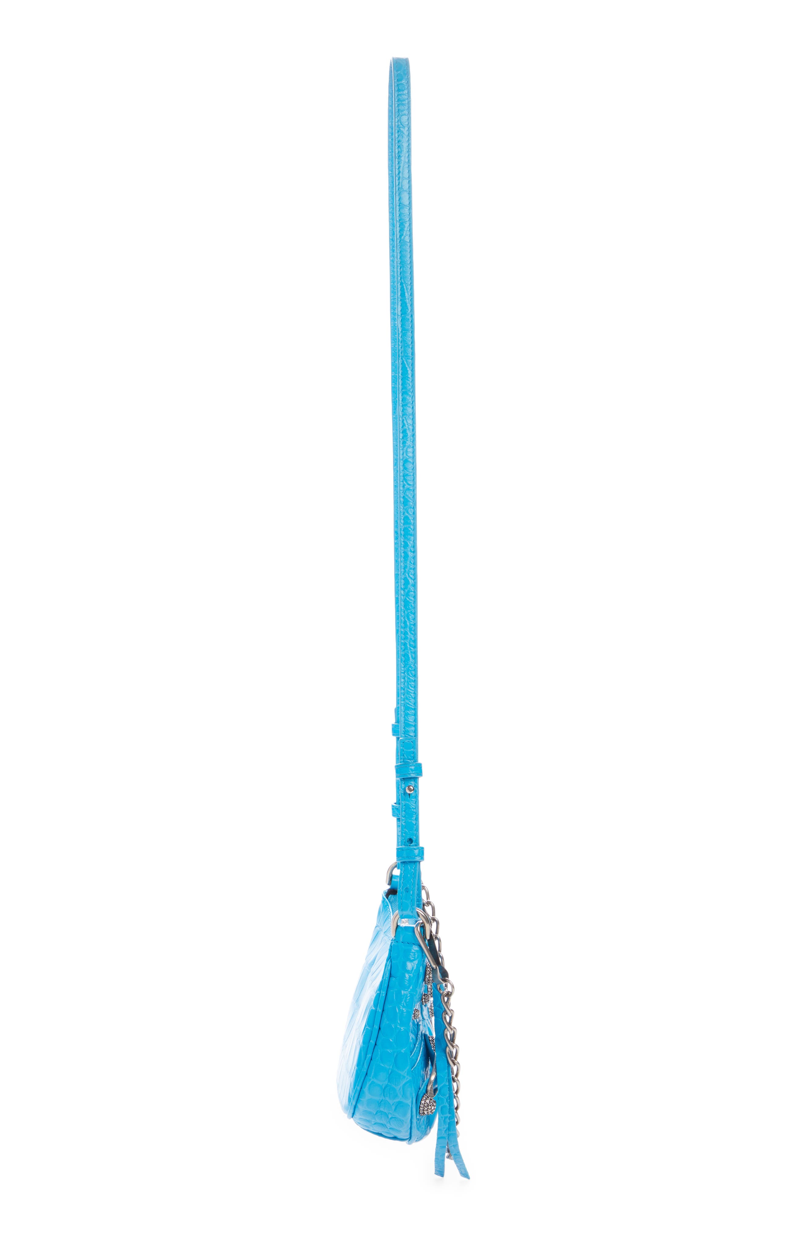Mini Le Cagole Leather Crossbody, Alternate, color, CYAN