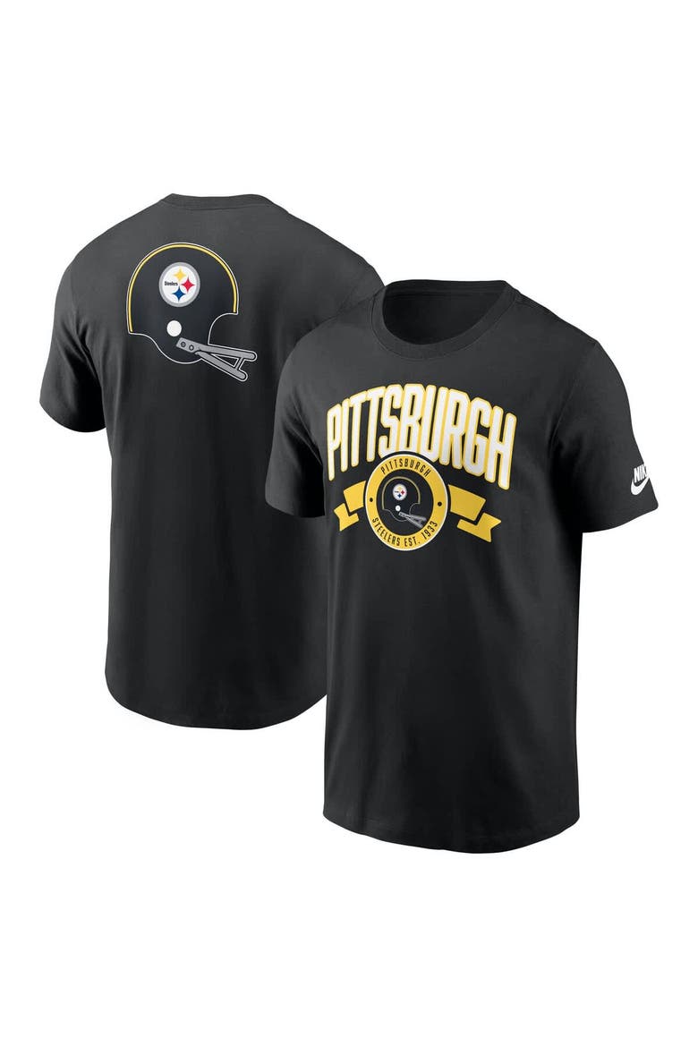Men's Nike Black Pittsburgh Steelers Rewind Front and Back Hit Essential T-Shirt, Main, color, Black