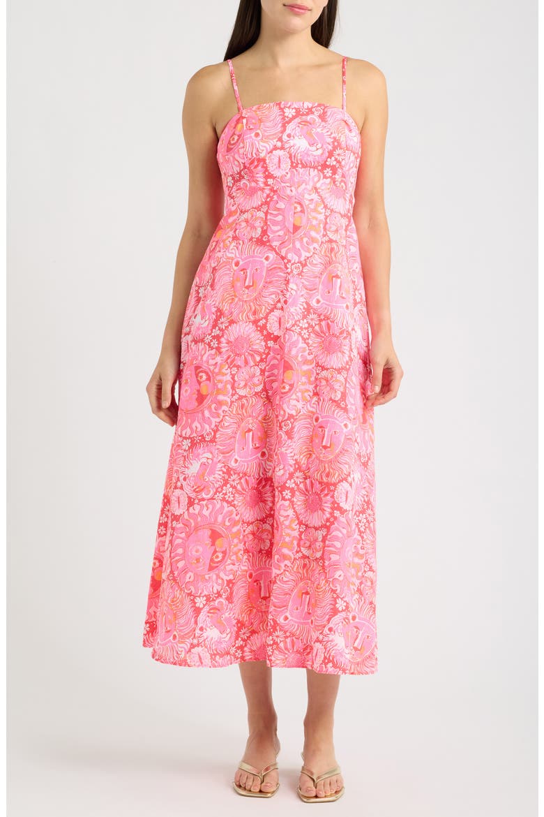 Jorgian Linen Midi Dress, Main, color, PARADISE PUNCH JIMS STUFF