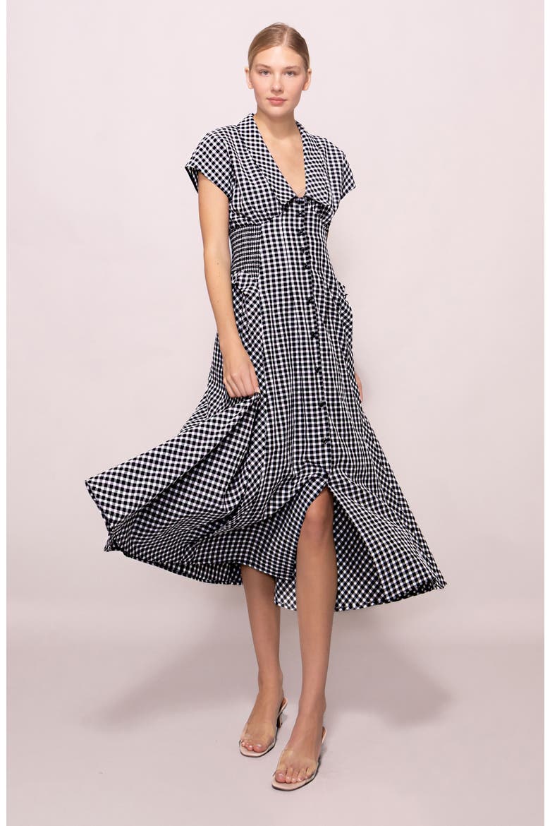 Gingham Smocked Waist Maxi Dress, Alternate, color, BLACK WHITE GINGHAM