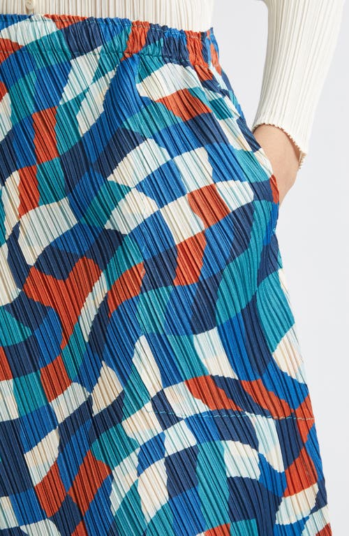 Issey Miyake Pleats Please  Dancing Square Pleated Midi Skirt In Blue