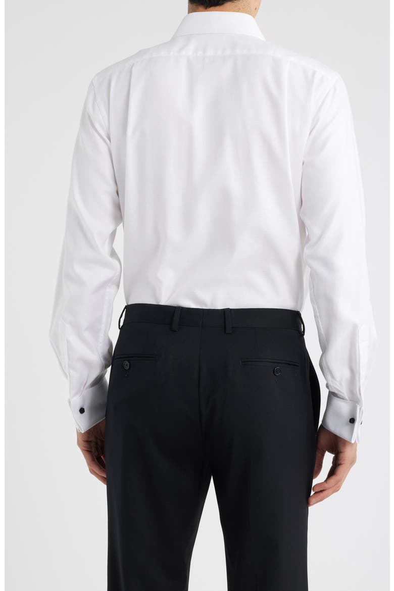 Trim Fit Solid White Textured Cotton Tuxedo Shirt, Alternate, color, WHITE