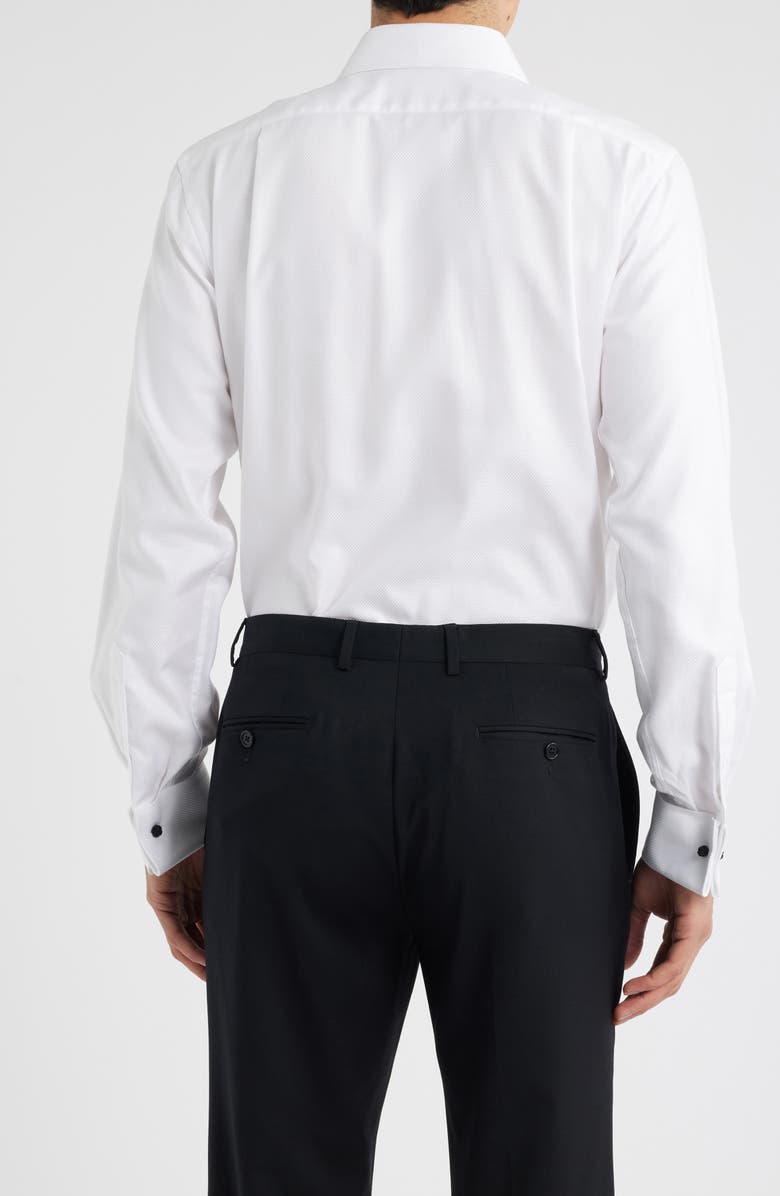 Lorenzo Uomo Trim Fit Solid White Textured Cotton Tuxedo Shirt, Alternate, color, White