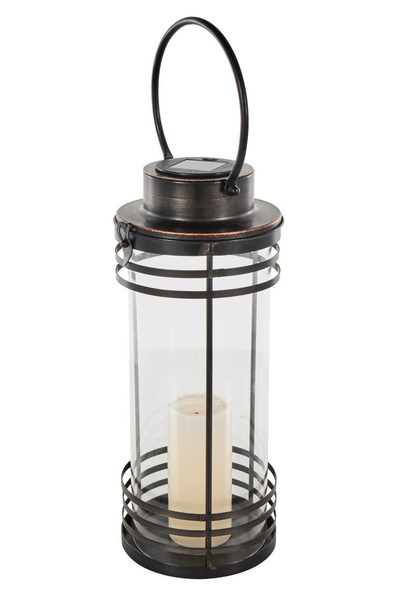 Black Metal Candle Lantern, Main, color, BLACK