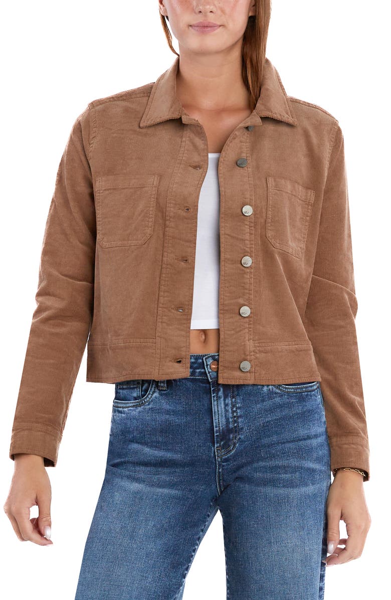 Wash Lab Denim Crop Cord Jacket, Main, color, Caramel