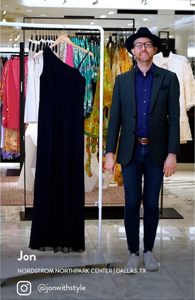 One-Shoulder Crepe Chiffon Gown, sales video thumbnail