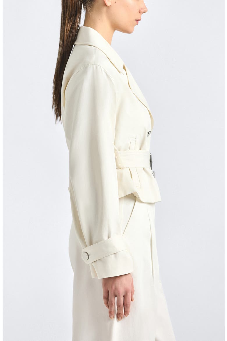 Renata Stretch Cotton Blend Crop Trench Jacket, Alternate, color, SOFT WHITE