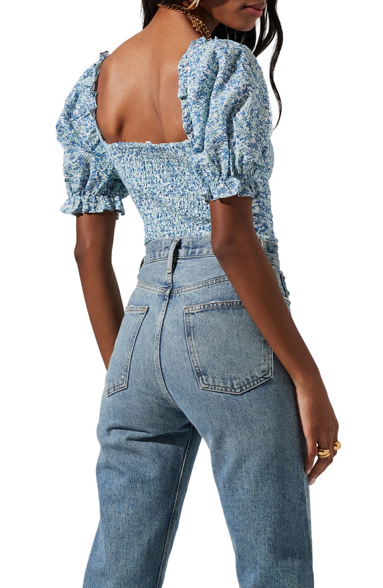 ASTR the Label Floral Keyhole Puff Sleeve Top, Alternate, color, 