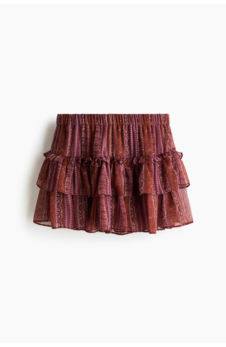 H&M Tiered Chiffon Mini Skort, Main, color, Orange/Paisley