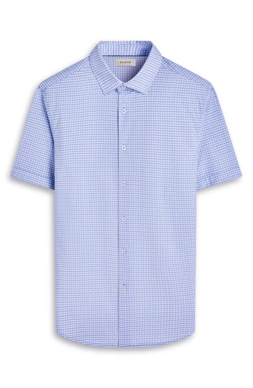 Bugatchi Miles Ooohcotton® Gingham Short Sleeve Button-up Shirt In Classic Blue