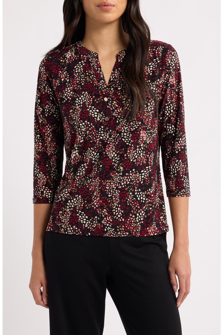 Printed Henley Knit Top, Main, color, ANNE BLACK MULTI